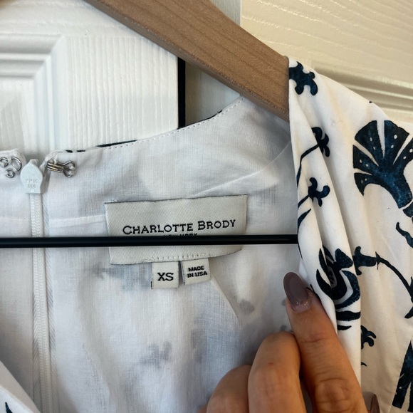 Charlotte Brody NAVY POMEGRANATE dress xs - Picture 2 of 8